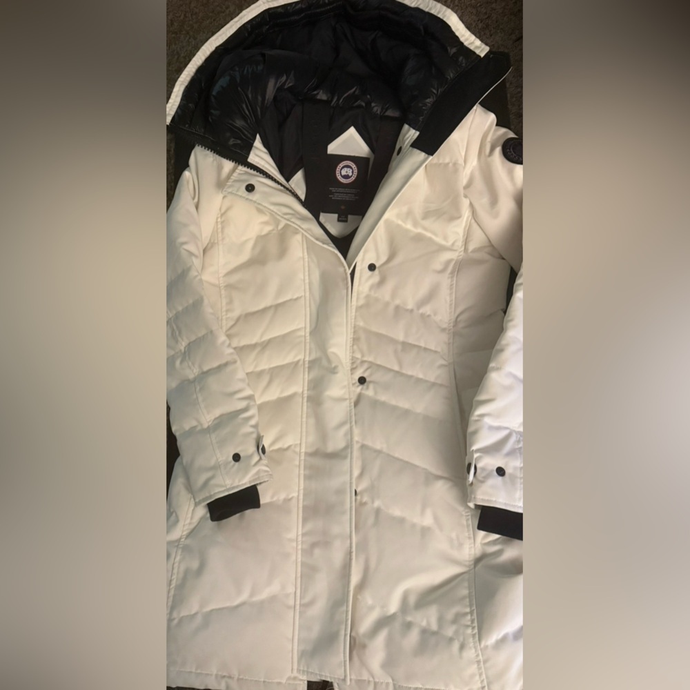 Canada Goose Loretta Black Label Down white Parka COAT SIZE S - Picture 4 of 6